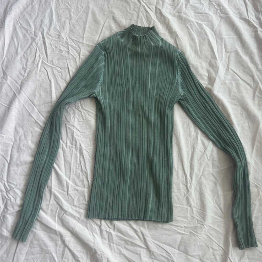 Acne Studios Sage Green Pleated Long Sleeve Top